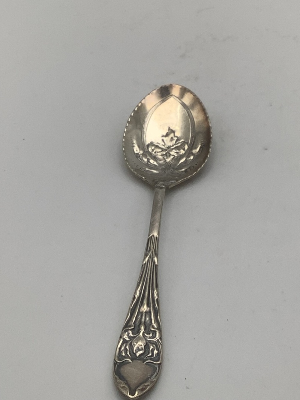 Vintage Sterling Silver Sugar Tongs and Silverplated Serving Spoons - Picture 3 of 16